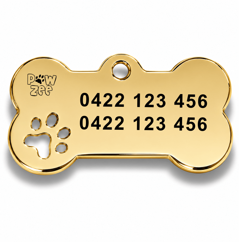 Bone Dog Tag - Gold Stainless Steel - Pet ID Tags
