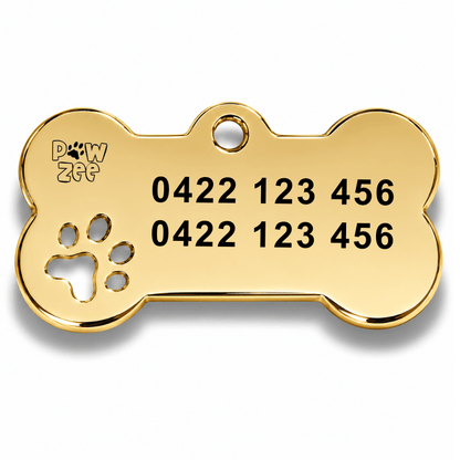 Bone Dog Tag - Gold Stainless Steel - Pet ID Tags