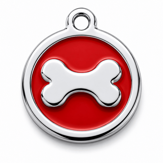 Bone Dog Tag - Red - Pet ID Tags