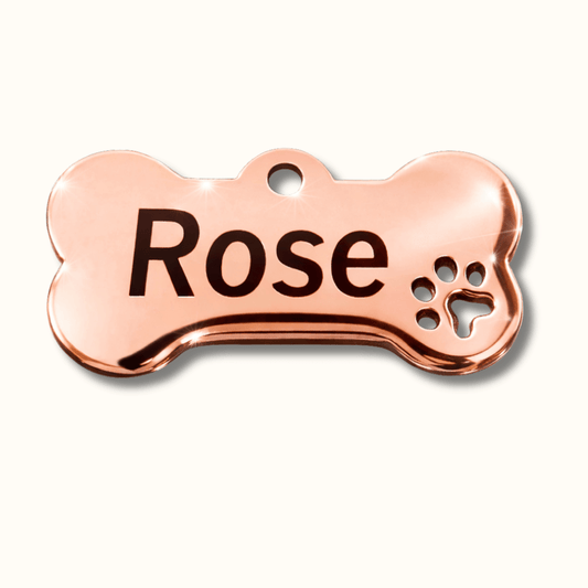 Bone Dog Tag - Rose Gold Stainless Steel - Pet ID Tags