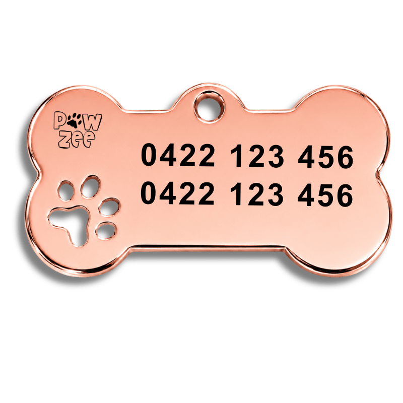 Bone Dog Tag - Rose Gold Stainless Steel - Pet ID Tags