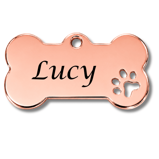 Bone Dog Tag - Rose Gold Stainless Steel - Pet ID Tags