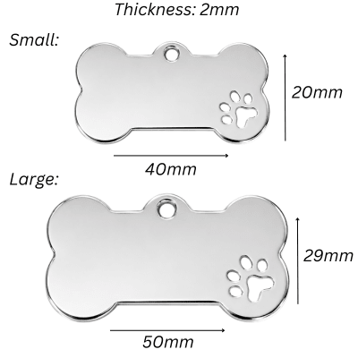 Bone Dog Tag - Rose Gold Stainless Steel Engraved - Pet ID Tags