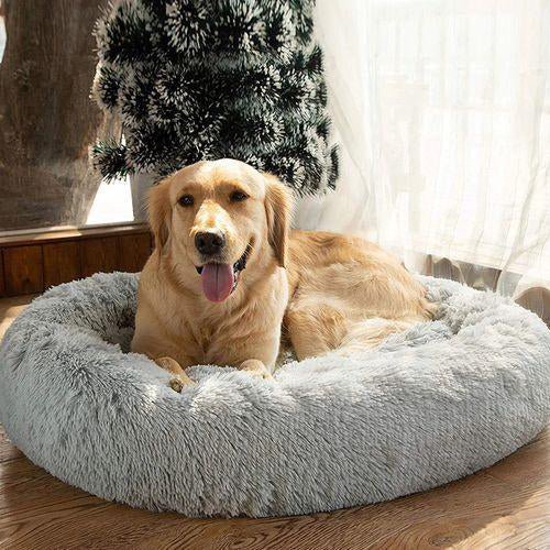 Calming Dog Bed - Light Grey - Pet ID Tags