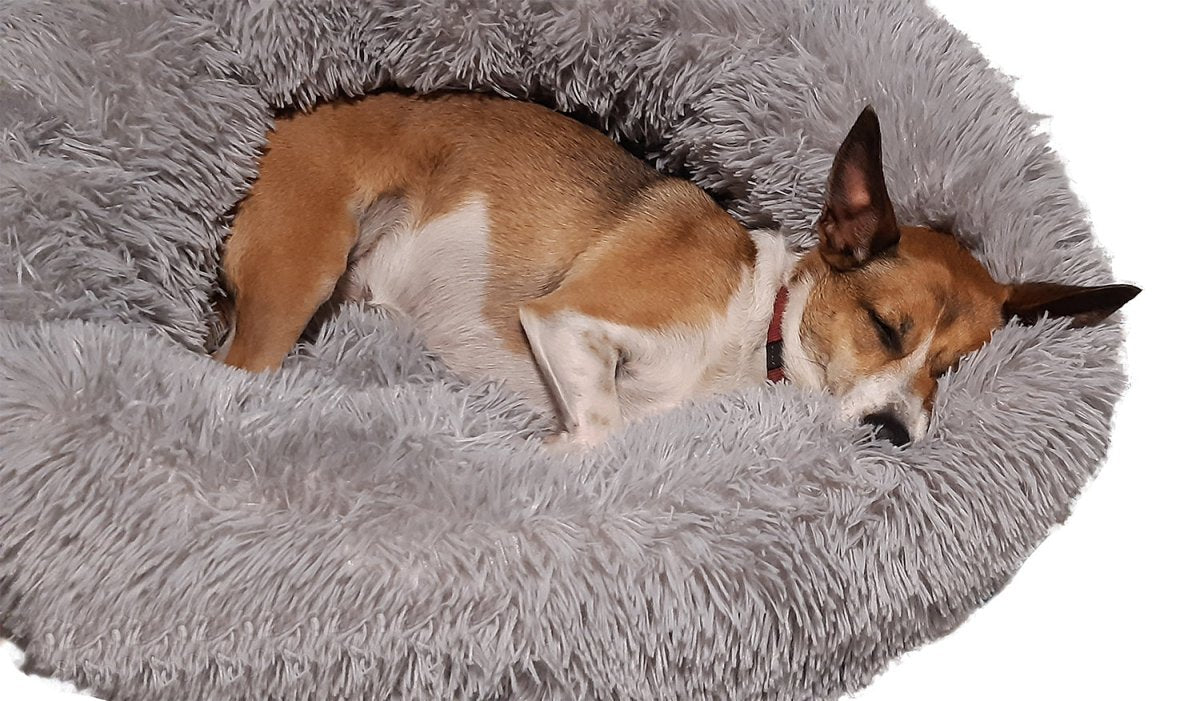 Calming Dog Bed - Light Grey - Pet ID Tags