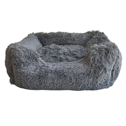 Calming Rectangular Dog Bed Basket - Pet ID Tags
