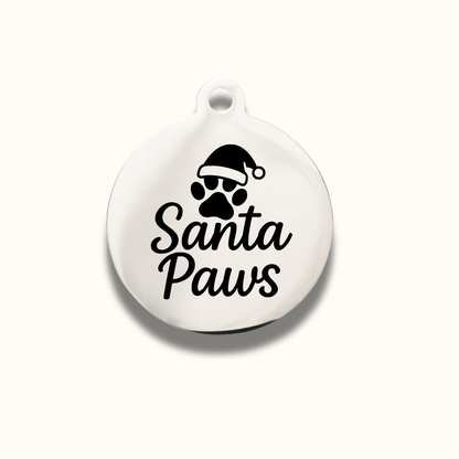 Christmas Round Pet Name Ornament – Stainless Steel - Pet ID Tags