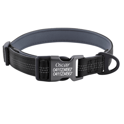 Custom Reflective Dog Collar – Personalised with Name - Pet ID Tags