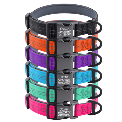 Custom Reflective Dog Collar – Personalised with Name - Pet ID Tags