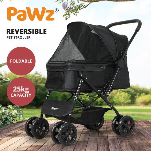 Pawz Pet Stroller Pram Dog Carrier Foldable Trailer Strollers 4 Wheels Large
