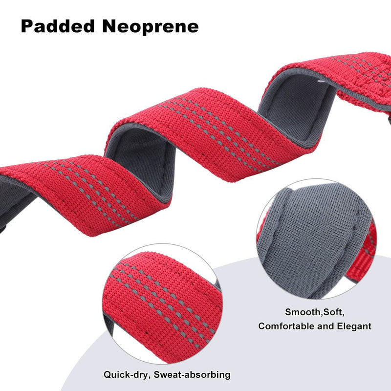 Close-up of reflective stitching on personalised dog collar for night visibility