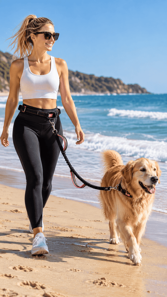 Hands-Free Dog Lead – Bungee Running & Walking Lead - Pet ID Tags