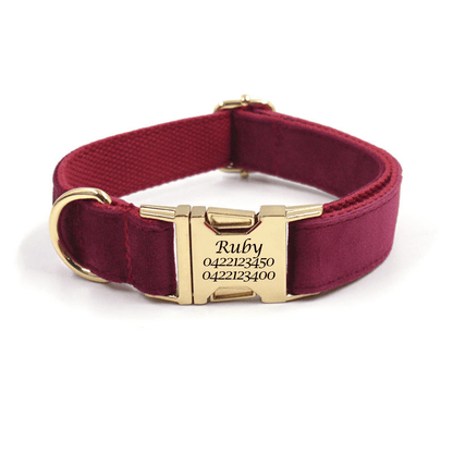 Luxury Velvet Dog Collar – Custom Engraved | Soft, Padded & Adjustable - Pet ID Tags