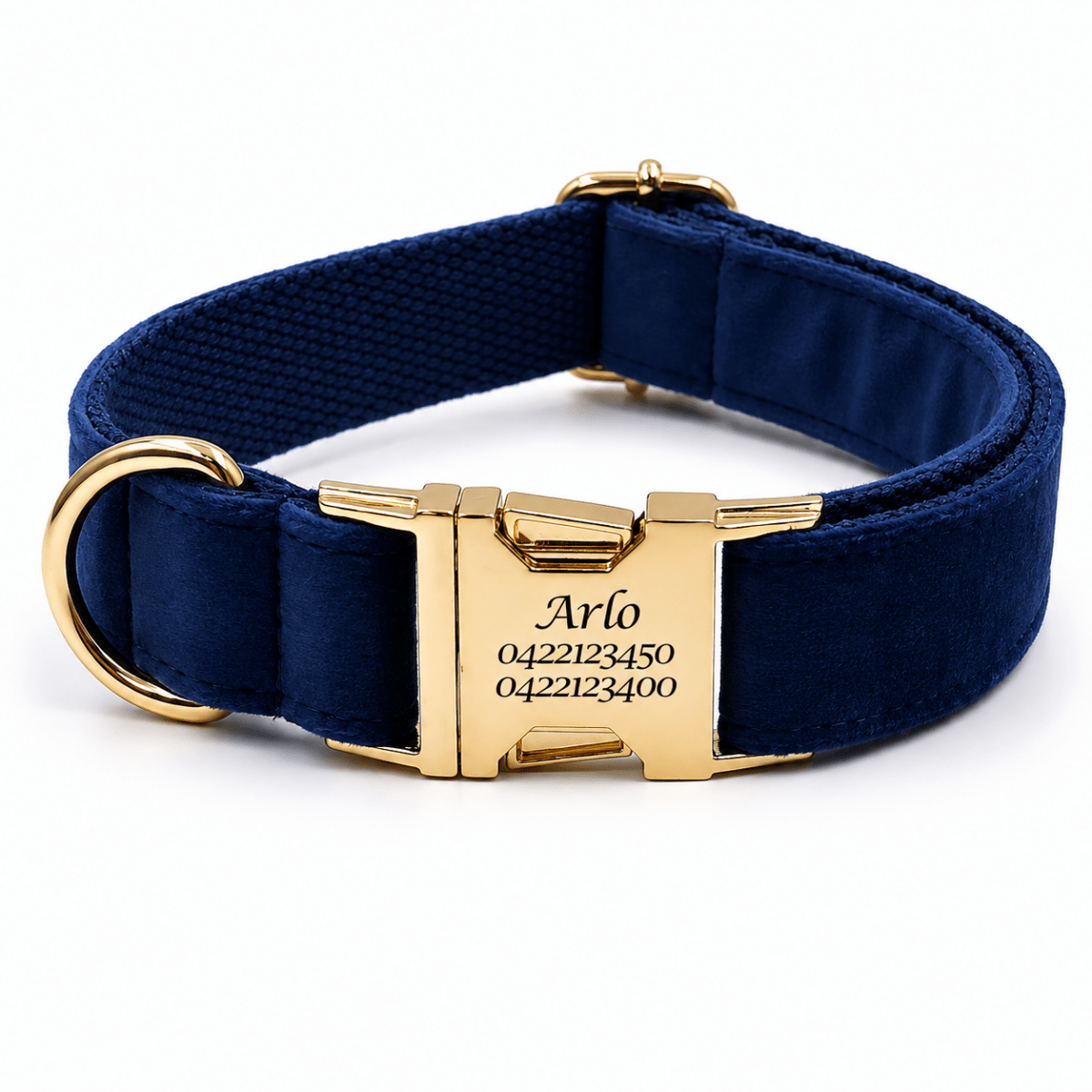 Luxury Velvet Dog Collar - Engraved - Pet ID Tags