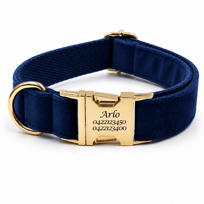Luxury Velvet Dog Collar - Engraved - Pet ID Tags
