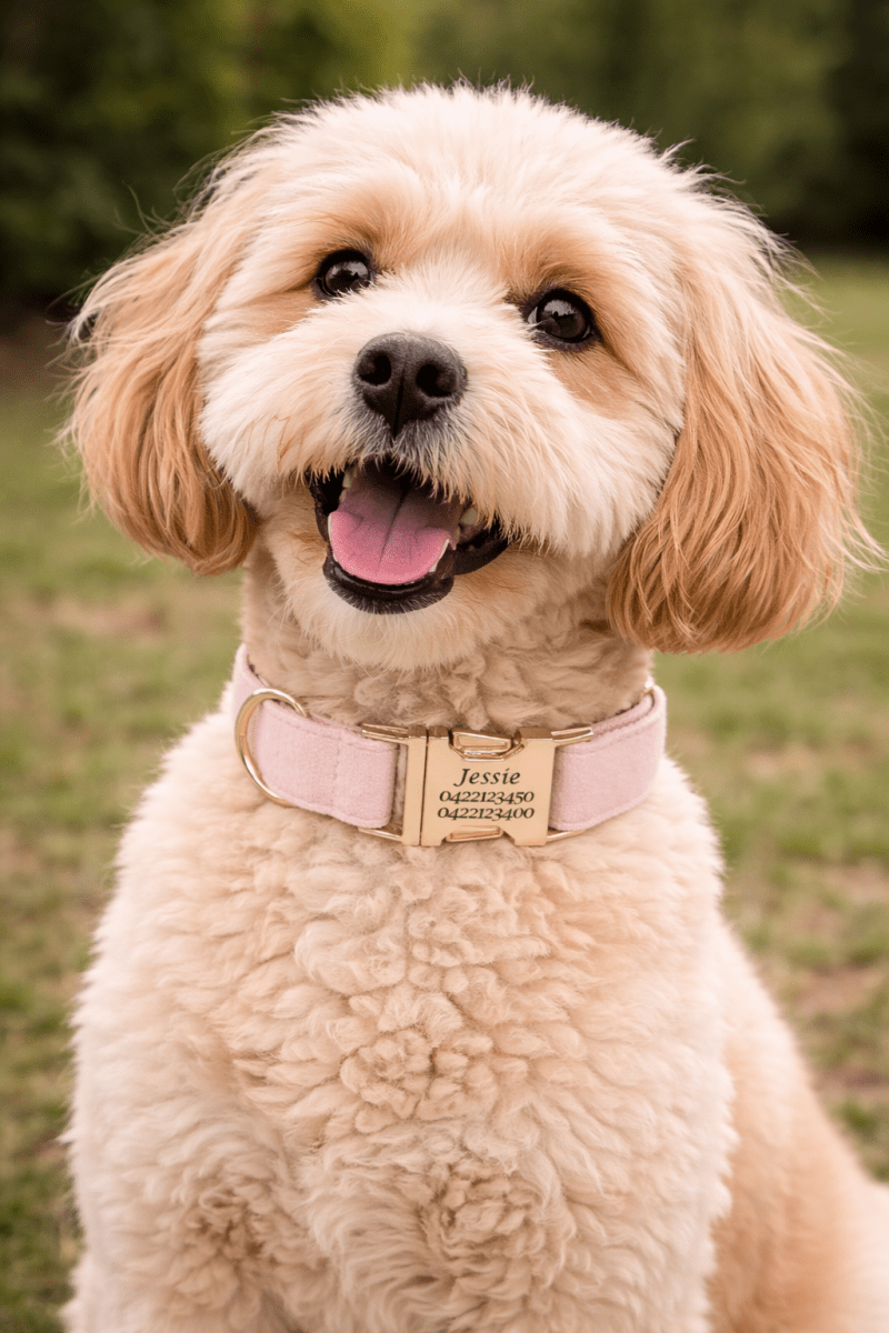 Luxury Velvet Dog Collar - Engraved - Pet ID Tags