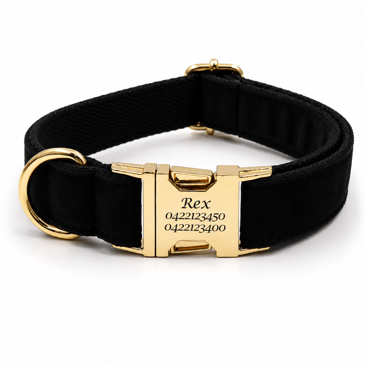 Luxury Velvet Dog Collar - Engraved - Pet ID Tags