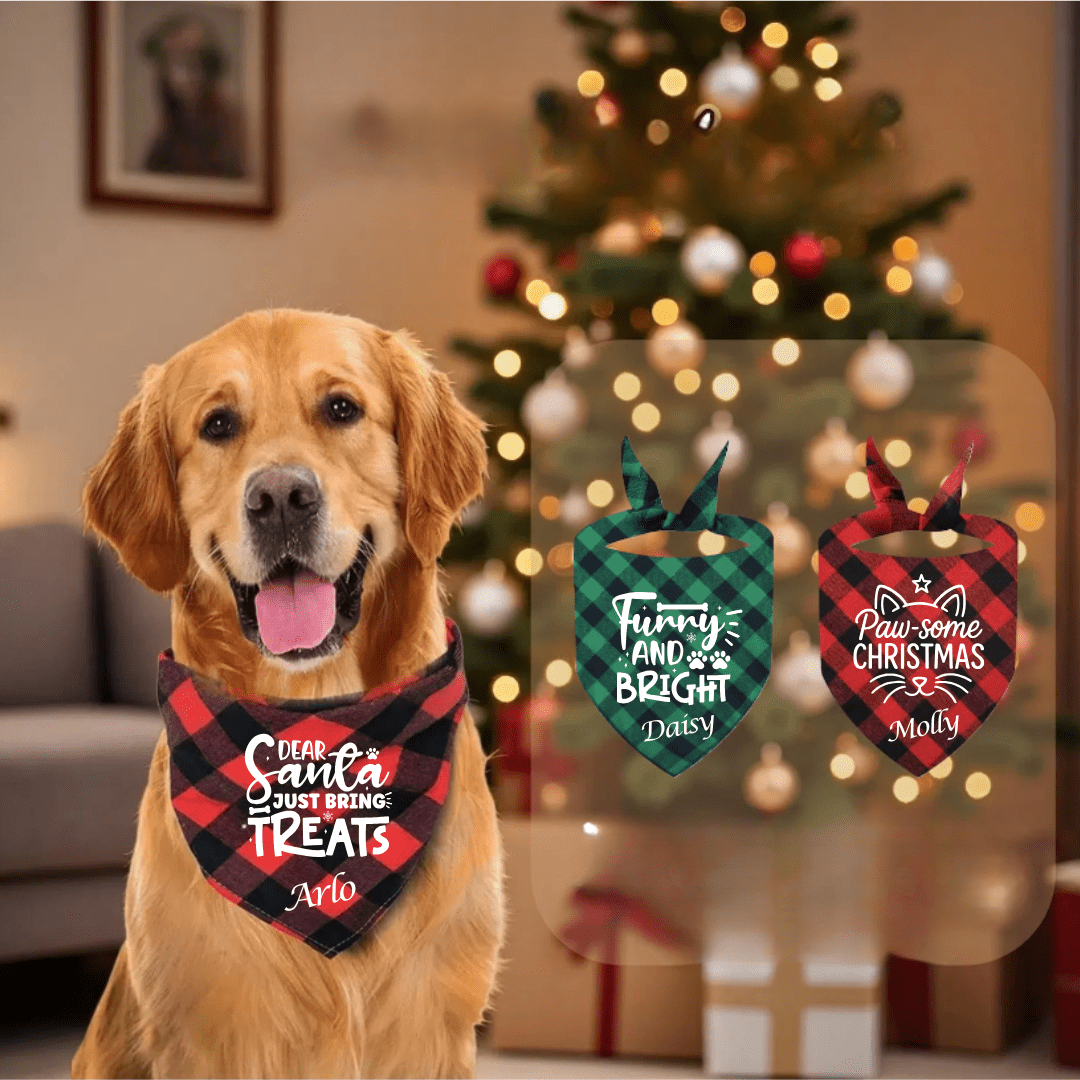 Personalised Christmas Dog Bandana - Pet ID Tags