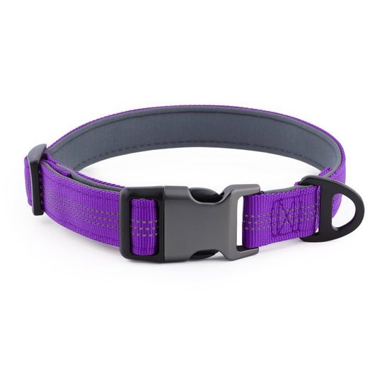 Purple Personalised Reflective Dog Collar with Name & Phone Number - Pet ID Tags