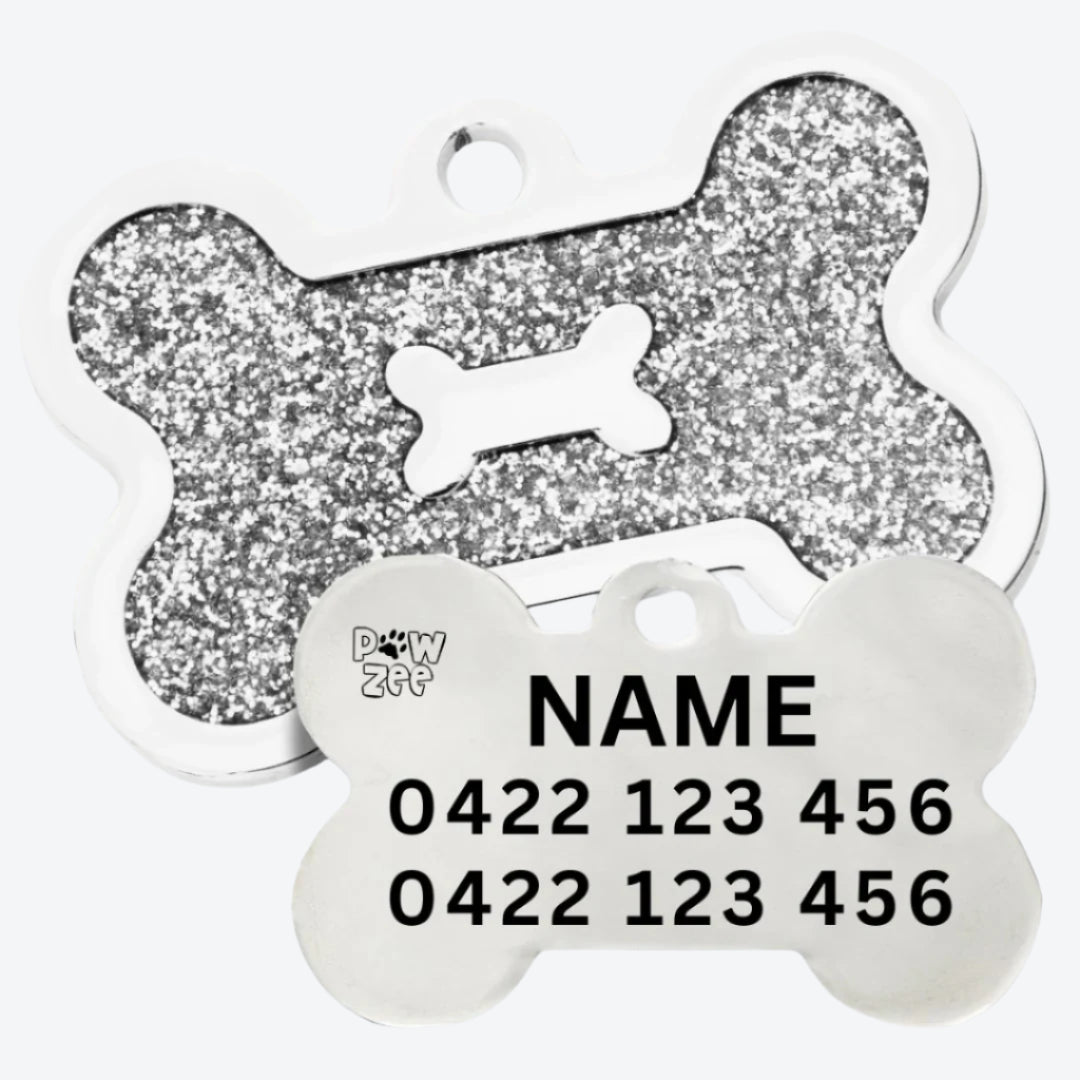 Dog Tag Designer Glitter Bone GOLD