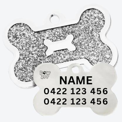 Dog Tag Designer Glitter Bone GOLD