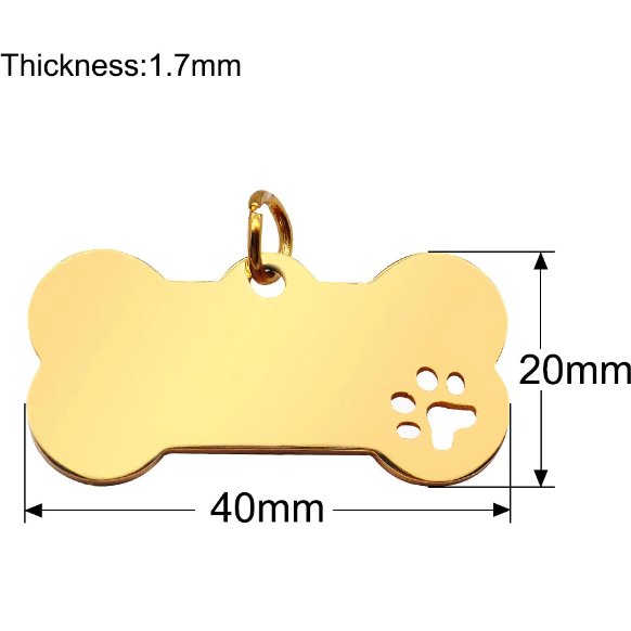 Bone Dog Tag - Stainless Steel - Gold