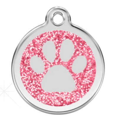 Pink Pawzee Glitter Metal Pet Tag - Pet ID Tags