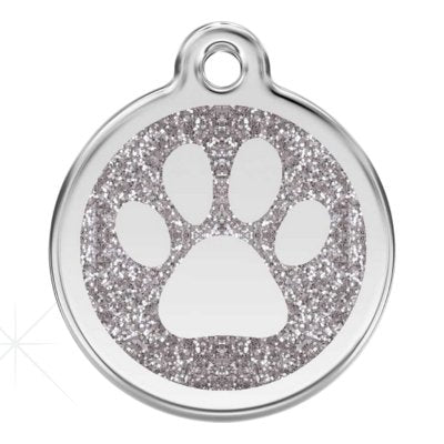 Engraved Pawzee Glitter Metal Dog Tag for Pets - Pet ID Tags