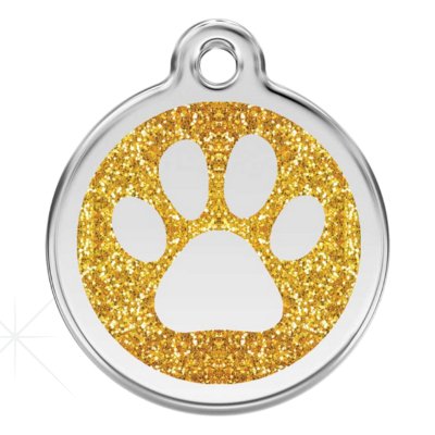 Gold Pawzee Glitter Metal Pet Tag - Pet ID Tags
