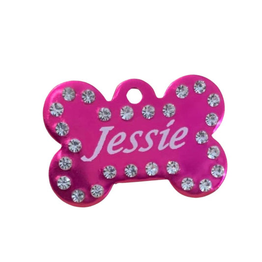 Hot Pink Crystal Bling Pet Tag