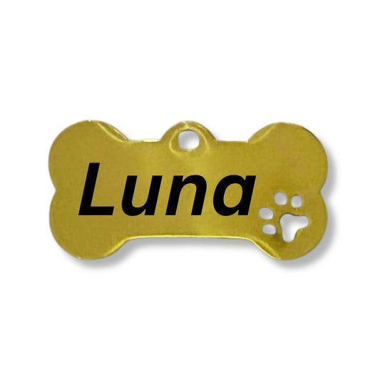 Stainless Steel Dog Tag Bone GOLD