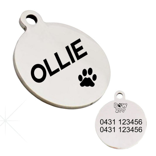 2 FOR $30 Round Stainless Steel Dog Tags - Pet ID Tags