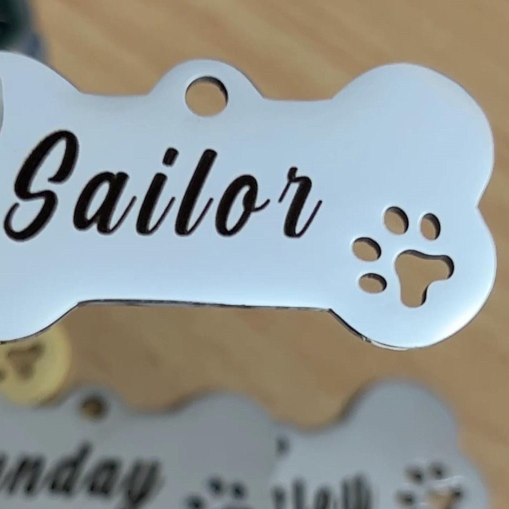 2 FOR $30 Bone Stainless Steel Dog Tags