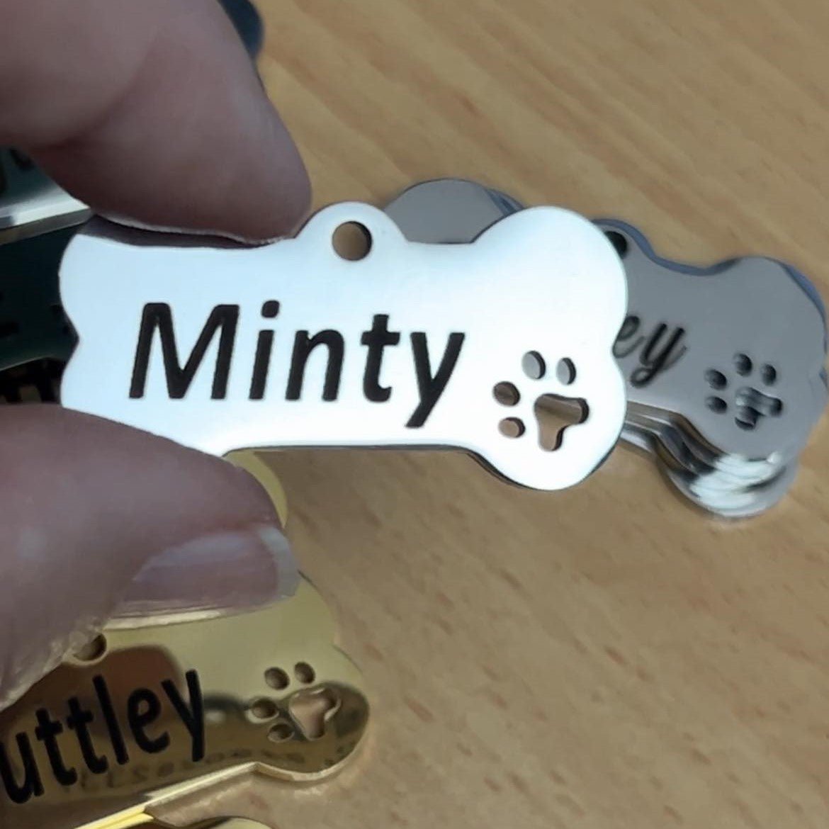Stainless Steel Dog Name Tag Silver Bone