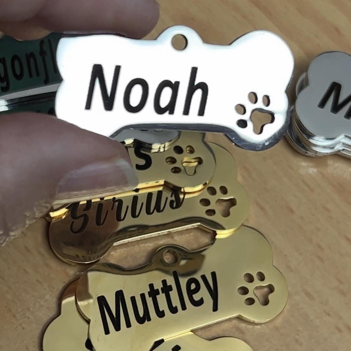 Stainless Steel Dog Name Tag Silver Bone
