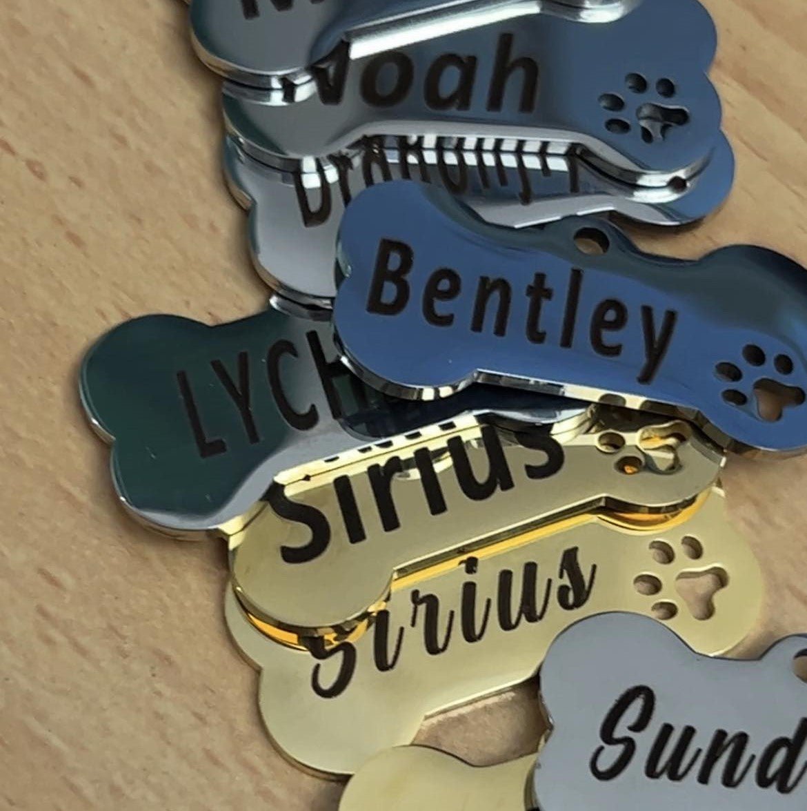 Stainless Steel Dog Name Tag Silver Bone