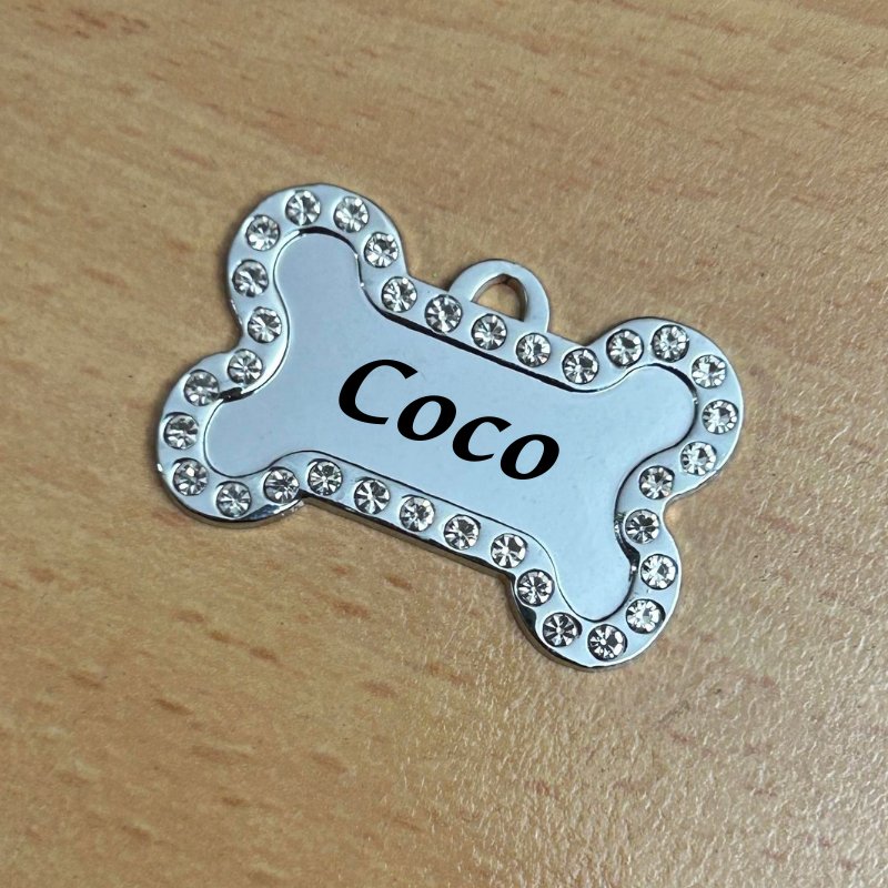 Bling Bone Stainless Steel Dog Tags - Pet ID Tags