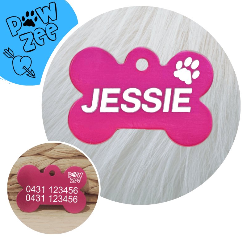 Engraved Pawzee Light Pet Tags - Pet ID Tags