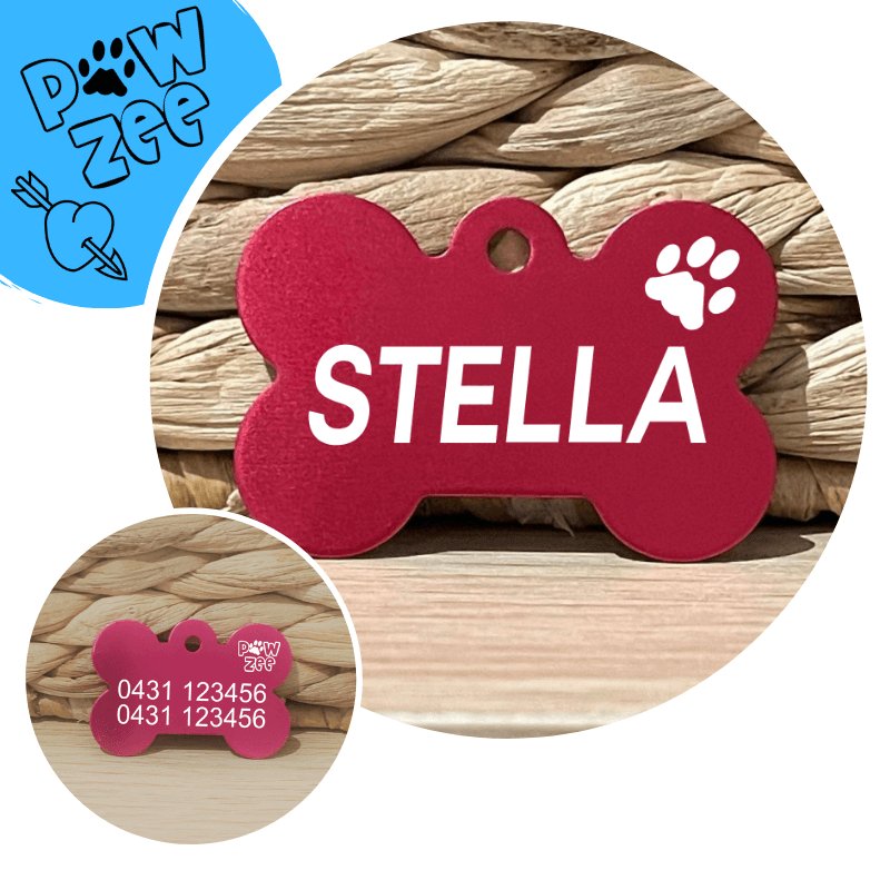 Engraved Pawzee Light Pet Tags - Pet ID Tags
