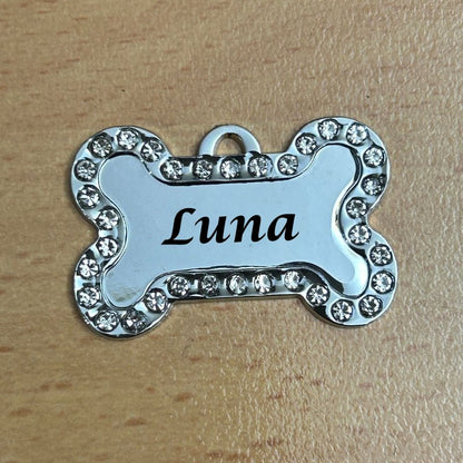Bling Bone Stainless Steel Dog Tags - Pet ID Tags