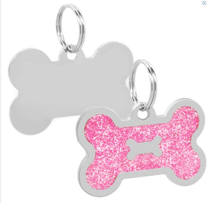 Engraved Pawzee Glitter Metal Dog Tag for Pets