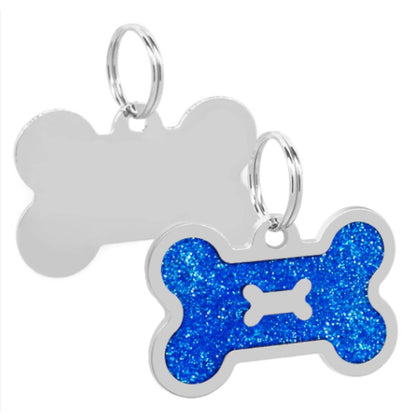 Engraved Pawzee Glitter Metal Dog Tag for Pets - Pet ID Tags