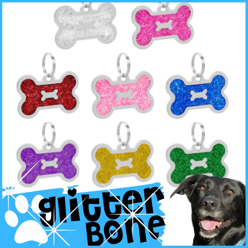 Engraved Pawzee Glitter Metal Dog Tag for Pets