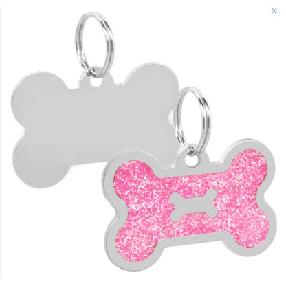 Engraved Pawzee Glitter Metal Dog Tag for Pets - Pet ID Tags