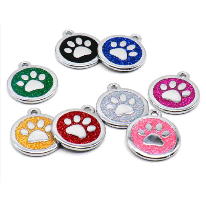 Engraved Pawzee Glitter Metal Dog Tag for Pets - Pet ID Tags