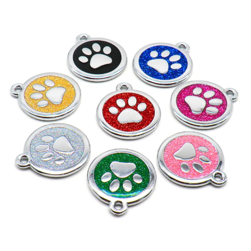 Engraved Pawzee Glitter Metal Dog Tag for Pets - Pet ID Tags