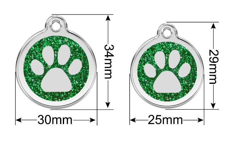 Silver Pawzee Glitter Metal Pet Tag - Pet ID Tags