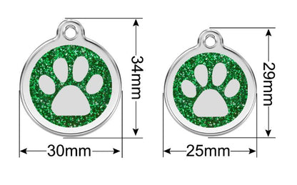 Blue Pawzee Glitter Metal Pet Tag - Pet ID Tags