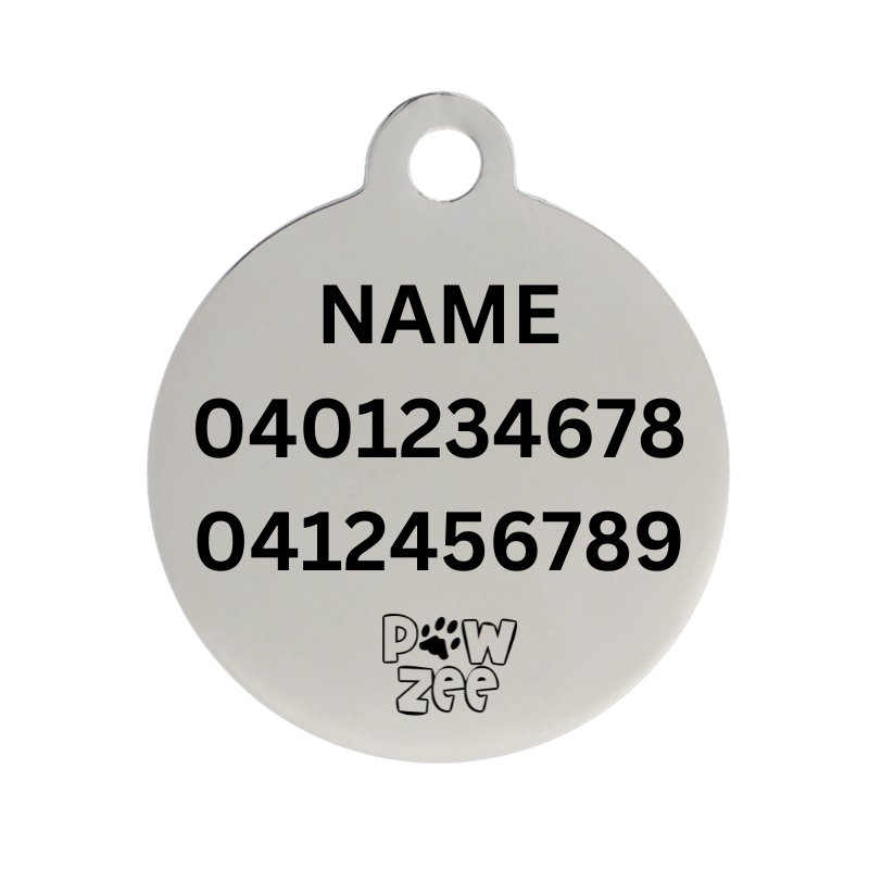 Black Pawzee Shiny Metal Pet Tag - Pet ID Tags