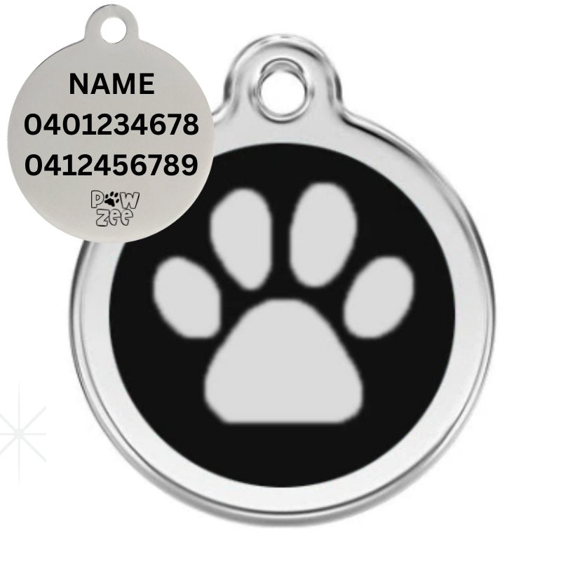 Black Pawzee Shiny Metal Pet Tag